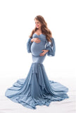 RAROVE Sexy Shoulderless Maternity Dresses For Photo Shoot Ruffles Pregnancy Maxi Gown Long Pregnant Women Dress Photography Props
