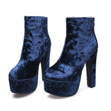 Rarove Fashion Autumn Women Ankle Boots High Heel Shoes Suede Platform Heels Round Toe Female Footwear Zipper Big Size