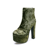 Rarove Fashion Autumn Women Ankle Boots High Heel Shoes Suede Platform Heels Round Toe Female Footwear Zipper Big Size