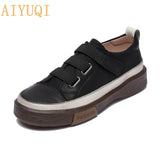 Ladies Sneakers Spring Shoes 2022 New Genuine Leather Casual Women Shoes Large Size 42　43 Fashion Flat Girl Student Shoes
