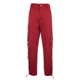 Rarove Button Pockets Patchwork Cargo Pants Women Streetwear High Waist Trousers Women 2023 Fashion Pencil Pants Joggers Women