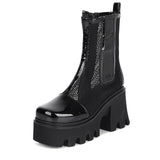 2022 Summer Breathable Womens Platform Boots Harajuku Chunky Heel Ladies Spring Shoes Thick Bottom Zipper Street Style