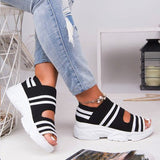 Rarove Women's Sandals Wedges Footwear Summer Platform Sandals Women Shoes Female Slip on Peep Toe Knitted Ladies Sneakers Casual