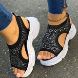 Rarove Women's Sandals Wedges Footwear Summer Platform Sandals Women Shoes Female Slip on Peep Toe Knitted Ladies Sneakers Casual