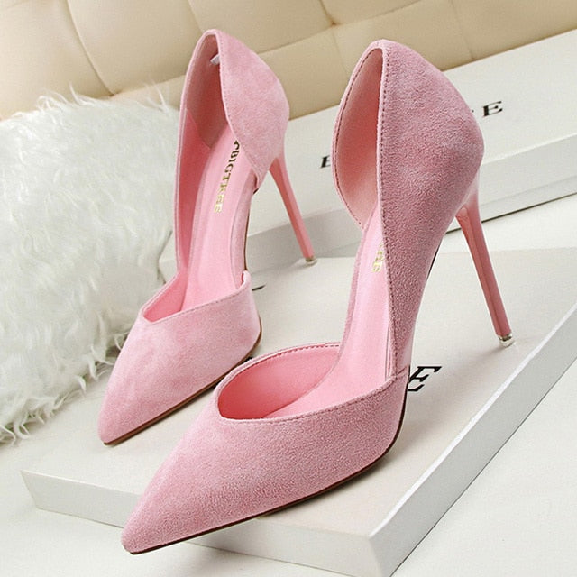 Rarove Suede Woman Pumps Ladies Stiletto Women Shoes Red Pink Black Wedding Shoes High Heels Women Basic Pump Shoes