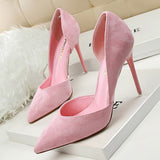 Rarove Suede Woman Pumps Ladies Stiletto Women Shoes Red Pink Black Wedding Shoes High Heels Women Basic Pump Shoes