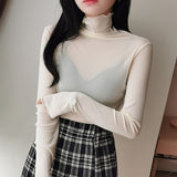 Rarove Spring Autumn Women&#39;s Sexy See-Through Mesh Blouse Female Long Sleeve Transparent Elegant Shirt Fashion Women Tops