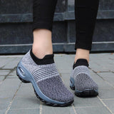 2022 Women Wedges Shoes New Mesh Breathable Knit Ladies Shoes Mix Colors Sneaker Soft Platform Slip On Women's Vulcanize Shoes