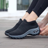 2022 Women Wedges Shoes New Mesh Breathable Knit Ladies Shoes Mix Colors Sneaker Soft Platform Slip On Women's Vulcanize Shoes