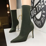 Rarove Sock Boots Stretch Knitting Women Ankle Boots High-Heeled Boots Women Shoes Autumn winter Boots Ladies Shoes Fetish Plus Size 43