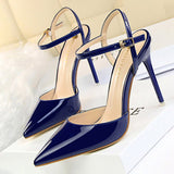 Fashion High Heels Shoes Patent Leather Woman Pumps Sexy Women Heels Blue Sliver Stiletto Heels Women Sandals 2022