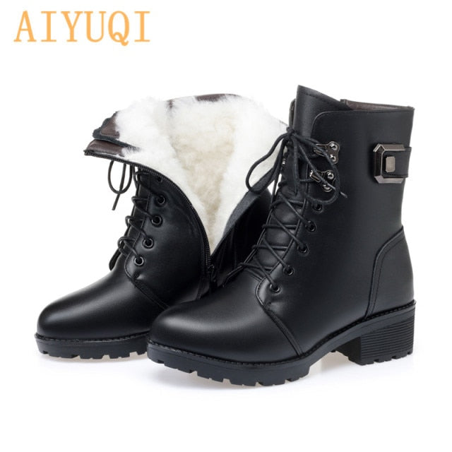 Ankle Boots Women Winter New 2022 Wool Warm Non-slip Ladies' Boots Large Size 41 42 43 Winter Snow Boots