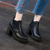 Women Booties High Heel 2022 Autumn New Boots Women Fashion British Style Thick Heel Women's Shoes Casual Ladies Ankle Boots