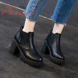Women Booties High Heel 2022 Autumn New Boots Women Fashion British Style Thick Heel Women's Shoes Casual Ladies Ankle Boots