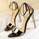 Pu Leather High Heels 2021 New Women Heels Sexy Stiletto Heels 11 Cm Party Shoes Color Matching Women Sandals