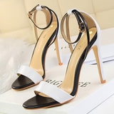 Pu Leather High Heels 2021 New Women Heels Sexy Stiletto Heels 11 Cm Party Shoes Color Matching Women Sandals