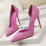 Rarove New Woman Pumps Suede High Heels Female Pointed Toe Office Shoes Stiletto Women Shoes Party Women Heels 10 cm Female Shoes