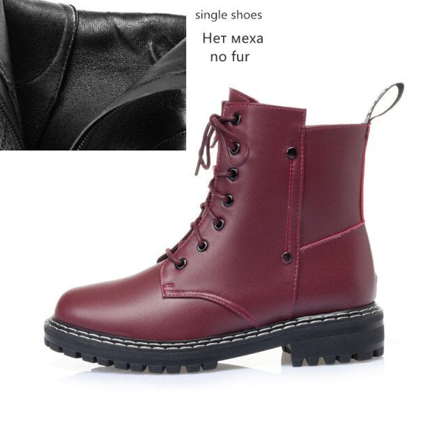 Women's Winter shoe Boots 2022 New Genuine Leather Ladies Short Boots Wool Warm Non-slip Student Women's Ankle Boots