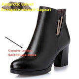 RAROVE new woman ankle boots ladies genuine leather snow boots high heeled fashion 34  red  boots really winter  Ding Shoes