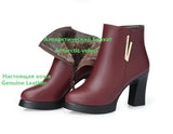 RAROVE new woman ankle boots ladies genuine leather snow boots high heeled fashion 34  red  boots really winter  Ding Shoes