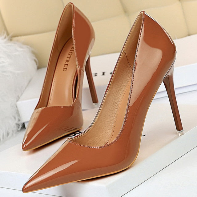 Patent Leather Shoes Woman Pumps High Heels Stiletto Heels 10.5 Cm Red Wedding Shoes Bridal Shoes Women Heels 2021