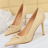 Spring Woman Pumps Pu Leather Shoes Women Heels Stiletto Fashion Office Shoes High Heels Ladies Shoes Plus Size 43