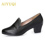 Spring Shoes Women Genuine Leather 2022 New Rhinestone Breathable Big Size Comfortable Light Mother Shoes Women Footwear