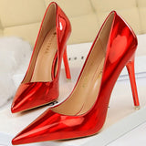 Woman Pumps Patent Leather High Heels Stiletto Black Women Heels 10.5 Cm Party Shoes Classic Pumps Plus Size 35-43