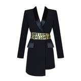 Winter new women slim coat blazer black long sleeve deep V-neck single buckle belt suit jacket Female 2022 fashion party coat