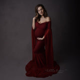 Sexy Shoulderless Maternity Photography Props Long Dress For Pregnant Women Fancy Pregnancy Dress Elegence Maxi Gown Photo Shoot