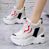 Rarove White Trendy Shoes Women High Top Sneakers Women Platform Ankle Boots Basket Femme Chaussures Femmes Height Increase Shoes