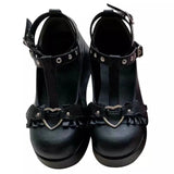 Rarove Lolita Shoes Star Buckle Mary Janes Shoes Women Cross-tied Platform Shoes Patent Leather Girls Shoes Rivet Zapatos De Mujer