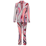 Free Shipping 2022 Spring New Geometric Print Women&#39;S Suit Blazer&amp;Pants 2 Two-Piece Set Casual Party Office Autumn Female