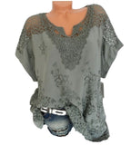 Rarove Large Size Loose Short-Sleeved Lace Women Blouses Cotton Blouses Summer Shirt Tops Fashion Women Shirt