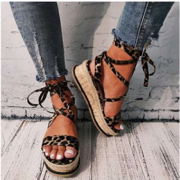 New Summer Women Snake Sandals Platform Heels Cross Strap Ankle Lace Peep Toe  Beach Party Ladies Shoes Zapatos Sandals
