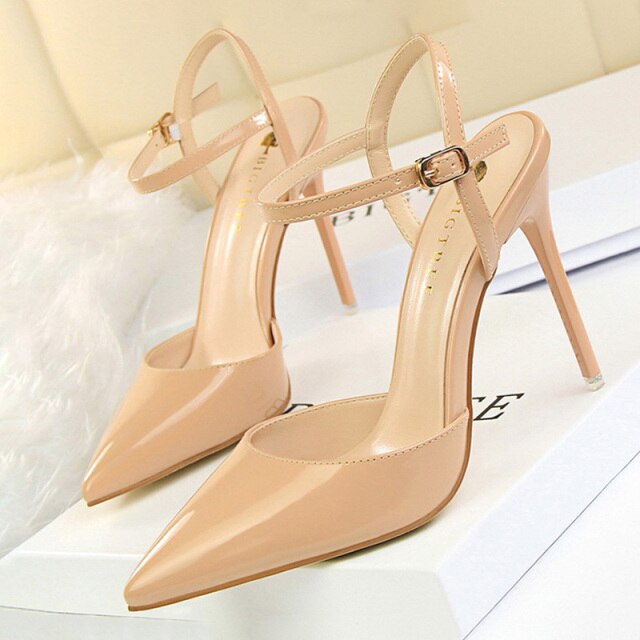 Rarove Hollow Out Woman Pumps Red High Heels 2022 Sexy Women Heels Stiletto Wedding Shoes Buckle Party Shoes Female Shoes