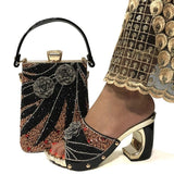 Rarove New Arrival Fashionable Italian Shoes and Bag Sets Silver Color Women's Shoes with Appliques for African lady Sandals
