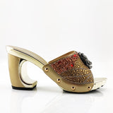 Rarove New Arrival Fashionable Italian Shoes and Bag Sets Silver Color Women's Shoes with Appliques for African lady Sandals