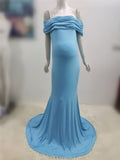 Shoulderless Maternity Dresses Photography Props Long Pregnancy Dress For Baby Shower Photo Shoots Pregnant Women Maxi Gown 2022