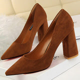 Thick Heel Woman Pumps Suede Women Heels Office Shoes Pointed Toe High Heels Wedding Shoes Female Heel Shoes