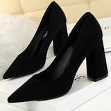 Thick Heel Woman Pumps Suede Women Heels Office Shoes Pointed Toe High Heels Wedding Shoes Female Heel Shoes