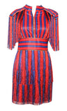 Summer New Fashion Short Sleeve Tassel Stripe Mini Dress Sexy Red Blue Stripe Dresses Celebrity Evening Party Vestidos