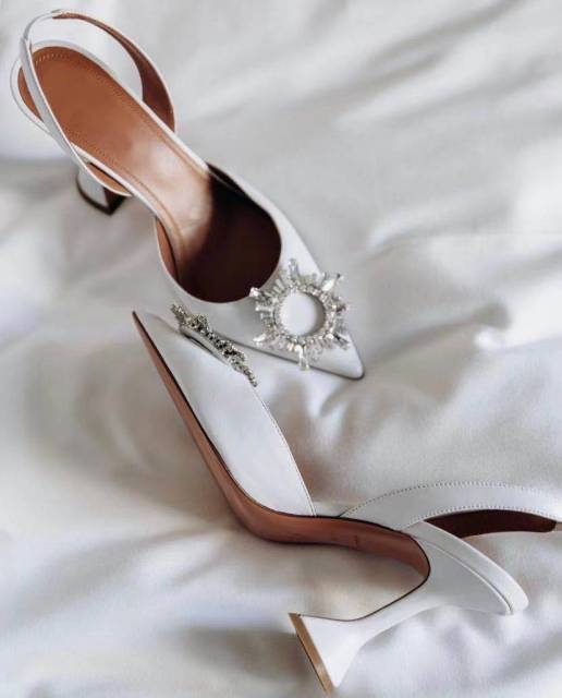 Rarove Brand women Pumps luxury Crystal Slingback High heels Summer bride Shoes Comfortable triangle Heeled Party Wedding Shoes