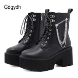 Sexy Rivets Gothic Platform Boots Demonia For Girls Chunky Heels Female Shoes On Platform Black Punk Style Ankle Boots