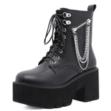 Sexy Rivets Gothic Platform Boots Demonia For Girls Chunky Heels Female Shoes On Platform Black Punk Style Ankle Boots