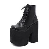 Height 17cm Chunky Heel Motorcycle Boots Women Platform Ankle Boots Punk Cosplay Thick Sole Goth Girls Shoes Big Size 43