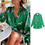women satin blouse long sleeve zebra print shirts vintage office ladies tops femme chandails za 2021 fashion blusa de mujer ins