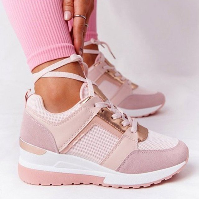 Rarove New Women Sneakers Lace-Up Wedge Sports Shoes Women's Vulcanized Shoes Casual Platform Ladies Sneakers Comfy Females Shoes