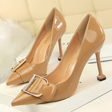 Woman Pumps Patent Leather High Heels Red Women Heels Stiletto Female Shoes Metal Wedding Shoes Sexy Party Shoes