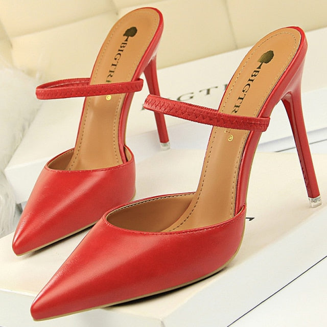 Rarove Sandals Women 2023 Summer High Heels Slippers Pu Heeled Sandals Stiletto Ladies Shoes Fashion Female Shoes Pumps